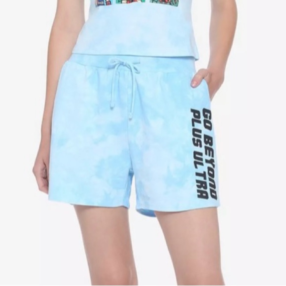 Hot Topic Light Blue My Hero AcademiaTie-Dye Go Beyond Plus Ultra Lounge Short